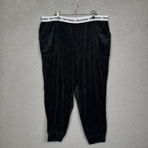 Juicy Couture Sleepwear Bottoms‎ Women 1X Black Velour Stretch Y2K Comfort Cozy